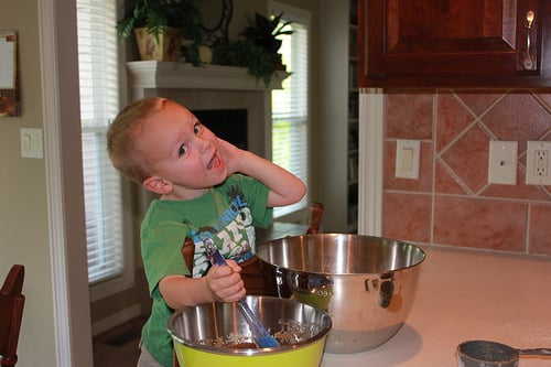 7134063559_3f0611dbf2 silas helping mom make banana bread