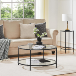 Enhance your living room with Yaheetech Glass Top 2 Tier Round Coffee Table for just $94.99 Shipped Free (Reg. $139.99)