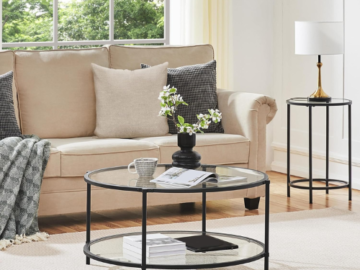 Enhance your living room with Yaheetech Glass Top 2 Tier Round Coffee Table for just $94.99 Shipped Free (Reg. $139.99)