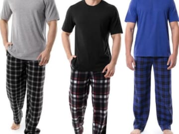 Fruit Of The Loom Men’s Short Sleeve Top and Fleece Pajama Pant Set $9.98 (Reg. $17.49) – 5 Colors, S-5XL