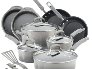 Rachael Ray 15-Piece Hard Enamel Aluminum Nonstick Cookware Set for $79 + free shipping