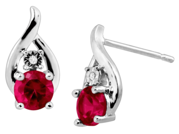 Finecraft Droplet Stud Earrings with Diamonds in Sterling Silver for $30 + free shipping