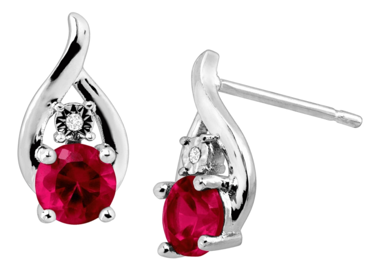 Finecraft Droplet Stud Earrings with Diamonds in Sterling Silver for $30 + free shipping