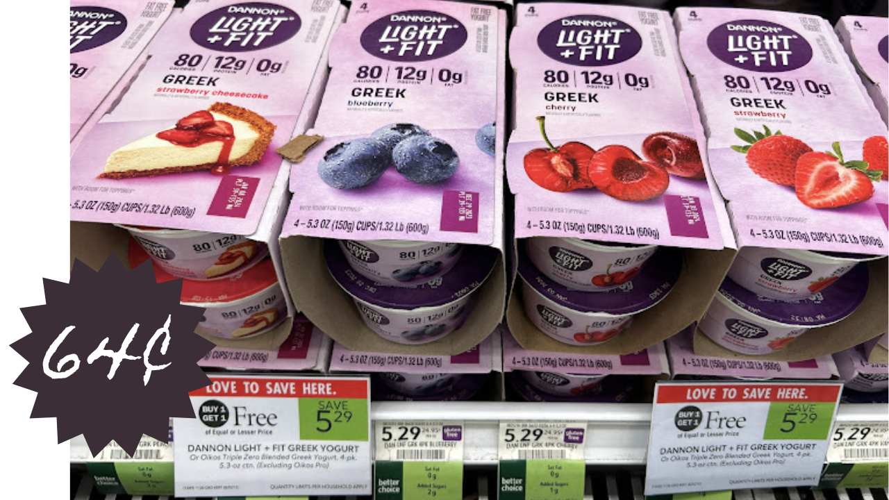 Get 4-Packs of Dannon Light + Fit Zero Sugar Yogurt for 64¢