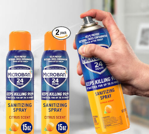 Microban 24 Hour Sanitizing and Antibacterial Spray, 2-Pack (Citrus) as low as $11.20 Shipped Free (Reg. $12.89) – $5.60/15 Oz Spray
