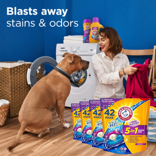 168-Count Arm & Hammer Plus OxiClean w/ Odor Blasters 5-in-1 Power Paks as low as $28.30 After Coupon (Reg. $49) + Free Shipping – $7.08/42-Count Pack or 17¢/Pak