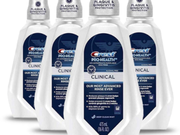 Crest 4-Pack Pro-Health Clinical Alcohol-Free Mouthwash as low as $10.38 After Coupon (Reg. $28) + Free Shipping – $2.60/16 Oz Bottle