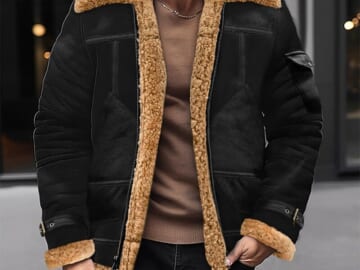 Usportsjournal Men's Shearling Coat for $26 + $8 s&h