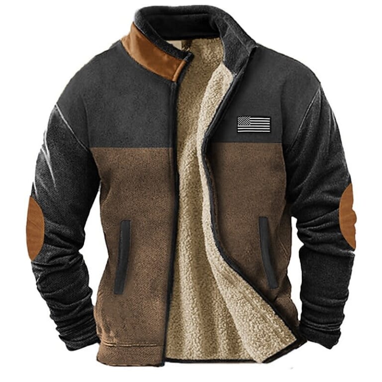 Men's Flag Patchwork Fleece Coat for $22 + $5 s&h