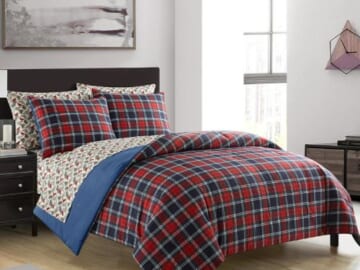 Dearfoams Super Soft Red Tartan Plaid Bed in a Bag Bedding 7-Piece Set (Queen) $33.02 (Reg. $80)