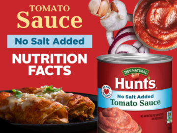 Hunt’s No Salt Added Tomato Sauce, 8 oz as low as $0.54 Shipped Free (Reg. $0.74)