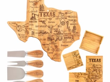 Totally Bamboo State Board Coaster & Cheese Knives Set
