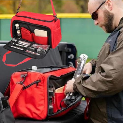 Ozark Trail Soft Sided Tailgate Cooler with 7-Piece Cookout Set (Red) $25 (Reg. $53.76)