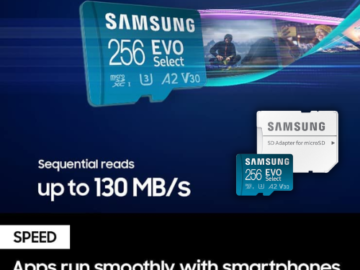 Samsung Evo Select 256GB microSDXC Memory Card with Adapter $14.99 (Reg. $24.67)
