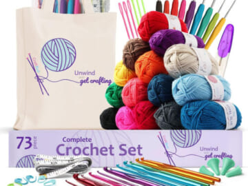 CraftBud 73-Piece Crochet Kit $27.99 (Reg. $65) – Includes Yarn Balls, Needles, and More