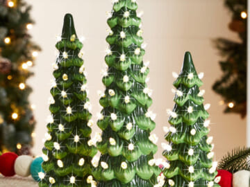 Best Choice Products Pre-Lit Ceramic Tabletop Christmas Trees 3-Pack for $50 + free shipping