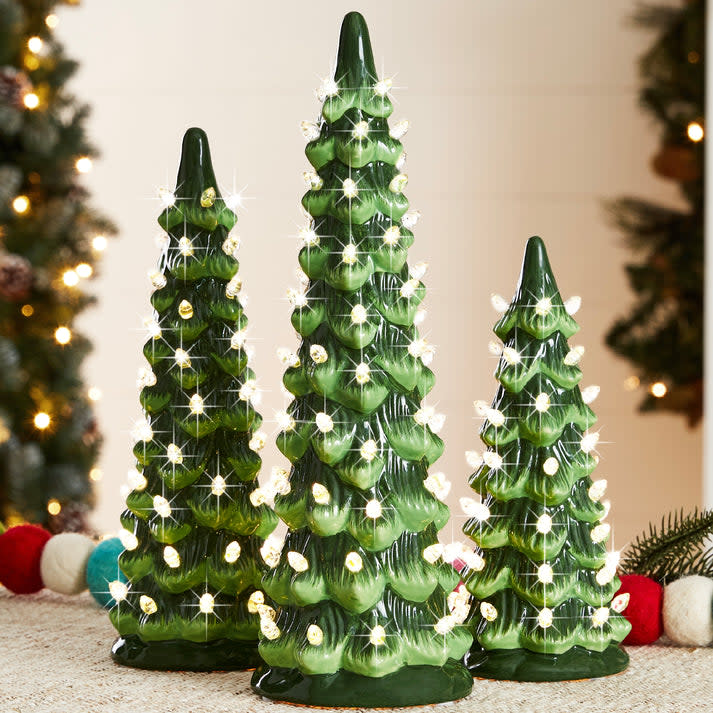 Best Choice Products Pre-Lit Ceramic Tabletop Christmas Trees 3-Pack for $50 + free shipping