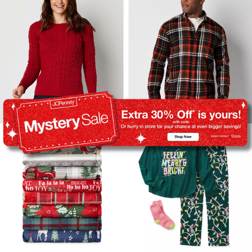 JCPenney Holiday Mystery Sale: Take an extra 30% off with code!