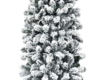 Costway 7.5-Foot Unlit Hinged Flocked Artificial Pencil Christmas Tree for $52 + free shipping