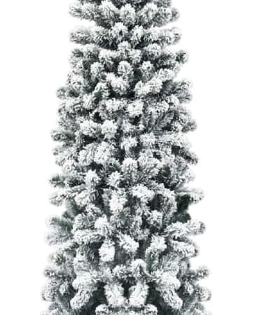Costway 7.5-Foot Unlit Hinged Flocked Artificial Pencil Christmas Tree for $52 + free shipping
