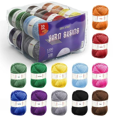 Craftbud 12-Piece Multi-Colored Acrylic Hand Knitting Yarn for Crochet $13.99(Reg. $30) – $1.17 each