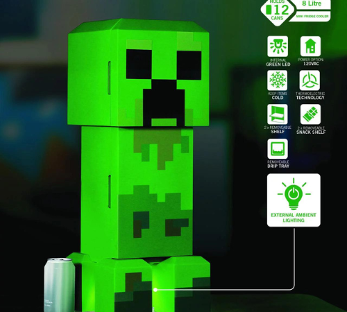 Minecraft Green Creeper Body Mini Fridge, 8-Liter $55 Shipped Free (Reg. $168) – Holds 12 Cans