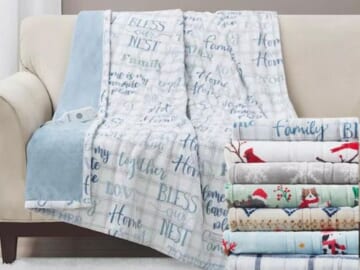 Premier Comfort Novelty Printed Electric Plush Throw Blanket $24.99 (Reg. $100) – 50″ x 60″, with 5 Heat Settings, Various Colors