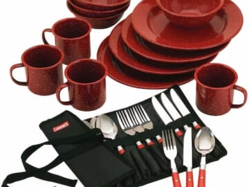 Coleman 24-Piece Enamel Dinnerware Set