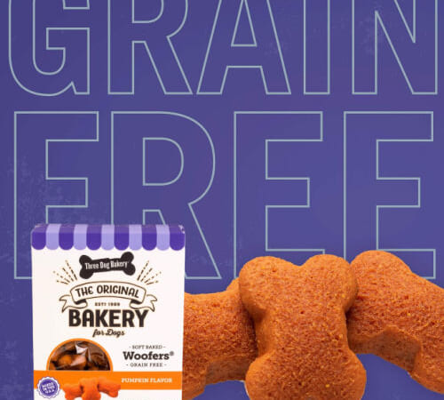 Three Dog Bakery Grain-Free Woofers Baked Dog Treats, Pumpkin, 13oz. as low as $1.93 After Coupon when you buy 4 (Reg. $5.59) + Free Shipping