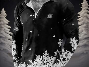 Men's 3D Snowflake Zip Polo for $13 + free shipping