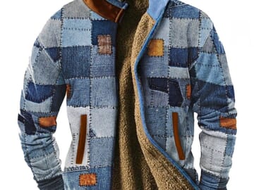 Men's Graphic Patchwork Jacket for $28 + $5 s&h