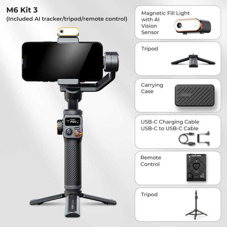 Hohem iSteady M6 Kit Gimbal Stabilizer Kit with AI Magnetic Tracking for $167 + free shipping