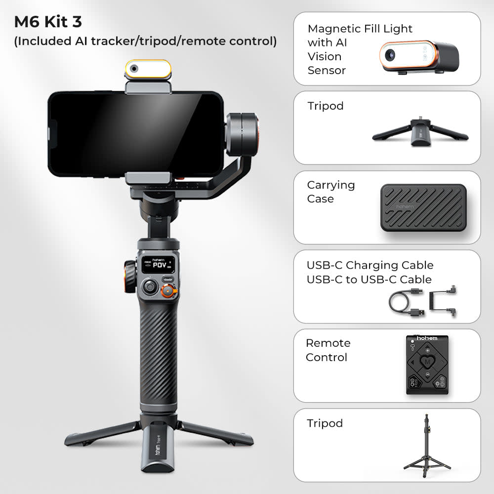 Hohem iSteady M6 Kit Gimbal Stabilizer Kit with AI Magnetic Tracking for $167 + free shipping