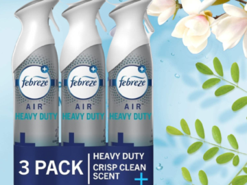 Febreze 3-Pack Air Freshener Spray, Crisp Clean as low as $8.86 After Coupon (Reg. $13) + Free Shipping – $2.95 each