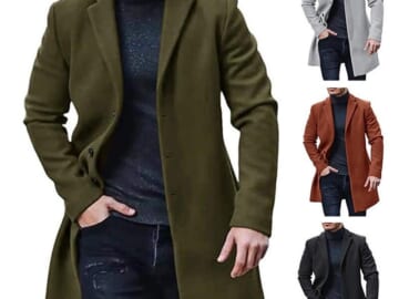 Vvcloth Men's Winter Trench Coat for $21 + $8 s&h