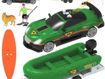 Car with Boat and Trailer Playset for $17 + free shipping w/ $35