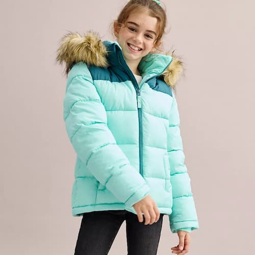 Girls 4-18 SO Faux Fur Trim Hood Puffer Jacket