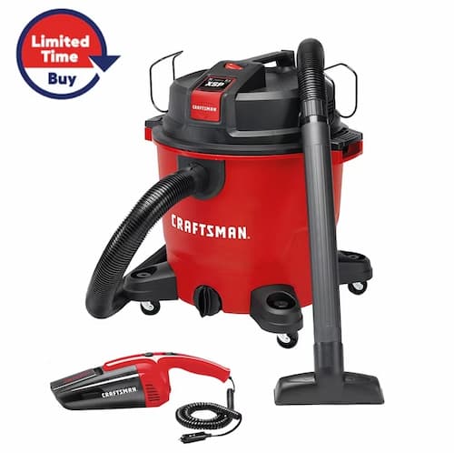CRAFTSMAN Bonus 12V Car Vacuum 16-Gallons 6.5-HP Corded Wet/Dry Shop Vacuum with Accessories