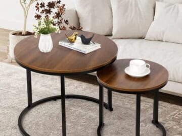 Modern Round Nesting Tables with Metal Frame