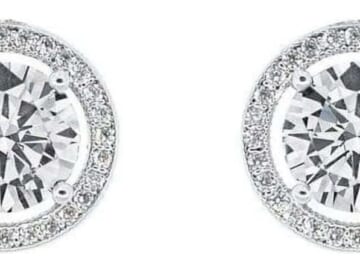 Cate & Chloe Ariel 18k Silver Halo CZ Stud Earrings for $15 + free shipping w/ $35