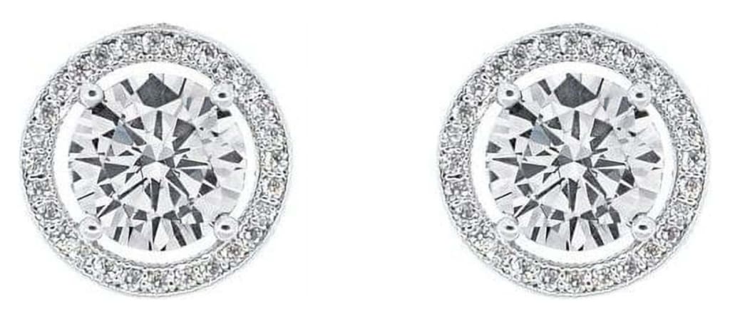 Cate & Chloe Ariel 18k Silver Halo CZ Stud Earrings for $15 + free shipping w/ $35