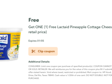 FREE Lactaid Pineapple Cottage Cheese | Publix Digital Coupon