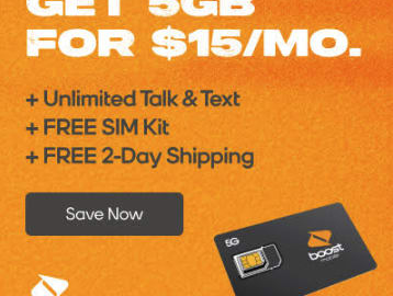 Boost Mobile 5GB Data for $15 per month + free shipping