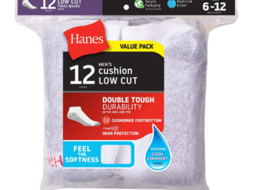 Hanes Men's Low Cut Socks 12-Pack for $18 + free shipping