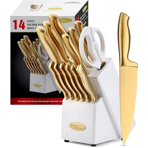 Add a touch of elegance to your kitchen with Gold Knife 14-Piece Set $66.99 After Coupon (Reg. $116.99) + Free Shipping