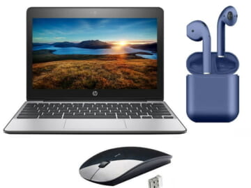 Refurb HP Chromebook Celeron Dual 11.6" Laptop w/ Wireless Mouse, Bluetooth Earphones for $89 + free shipping