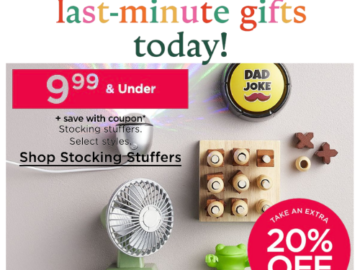 Kohl’s LAST CHANCE to ship your gifts to get them by Christmas Eve Order by 12/19 + Kohl’s Under $10 Stocking Stuffers + Extra 20% off + Earn Kohl’s Cash Today!