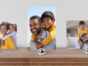 photo prints of family on a shelf