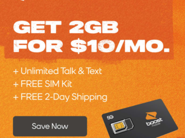 Boost Mobile 2GB Data for $10 per month + free shipping
