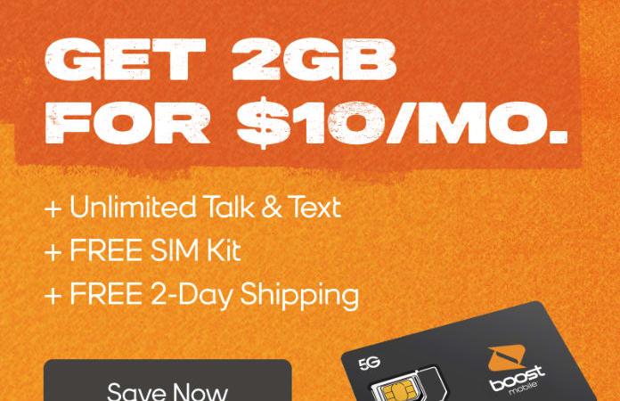 Boost Mobile 2GB Data for $10 per month + free shipping